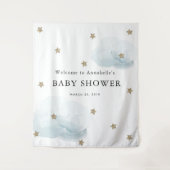 Goud sterren & wolken baby shower wandkleed (Voorkant)