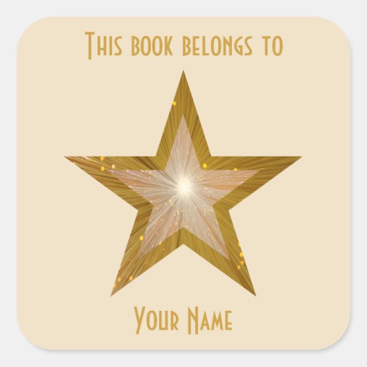 "Goud" Sterrenboeksticker crème Vierkante Sticker (Voorkant)