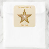 "Goud" Sterrenboeksticker crème Vierkante Sticker (Tas)