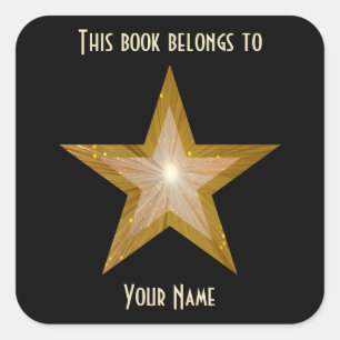 "Goud" Sterrenborden blaxk Vierkante Sticker