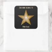 "Goud" Sterrenborden blaxk Vierkante Sticker (Tas)