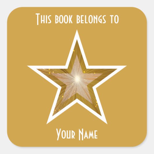 "Goud" Sterrenplaat geel Vierkante Sticker (Voorkant)