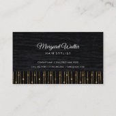 Goud stijlvol patroon | Fluweel Zwart met Monogram Visitekaartje (Achterkant)