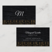 Goud stijlvol patroon | Fluweel Zwart met Monogram Visitekaartje (Voorkant / Achterkant)