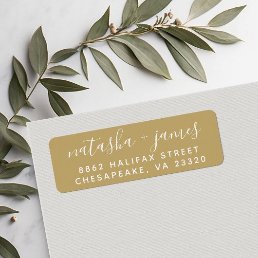 Goud Stijlvol Script Bruiloft Retouradres Etiket