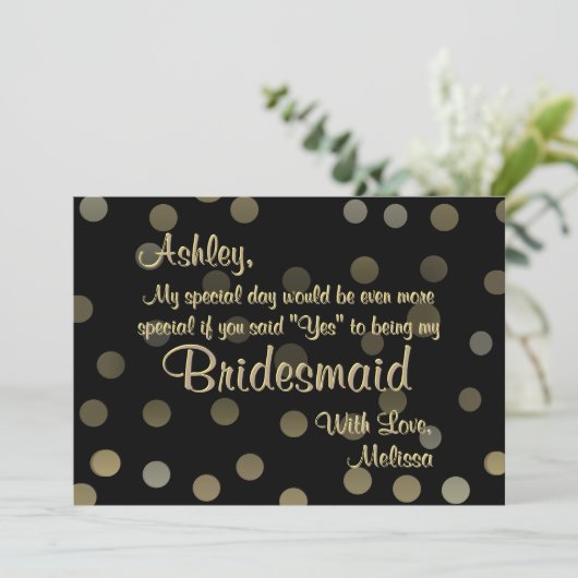 Goud Stip | Bent u mijn Bridesmaid? Kaart (Staand voorkant)