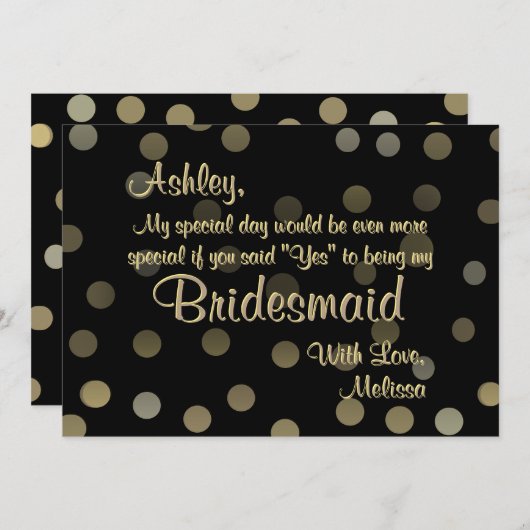 Goud Stip | Bent u mijn Bridesmaid? Kaart (Voorkant / Achterkant)