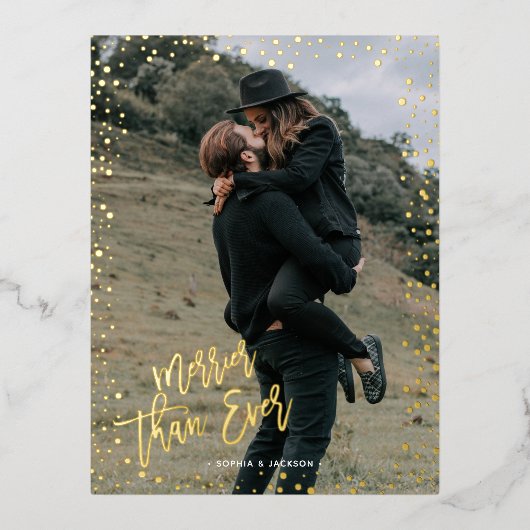 Goud stip koopt nooit echt folie feestdagen briefkaart (Voorkant)