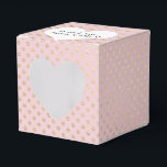 Goud Stip op zwart roze Bedankdoosjes<br><div class="desc">Wit hart met pasgeborene namen op een wazig roze en glitter gouden stippatroon.</div>