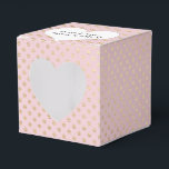 Goud Stip op zwart roze Bedankdoosjes<br><div class="desc">Wit hart met pasgeborene namen op een wazig roze en glitter gouden stippatroon.</div>