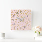 Goud stip op zwarte roze slaapkamer kinderklok vierkante klok (Huis)