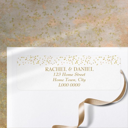 Goud Stof Confetti Adreslabel Etiket