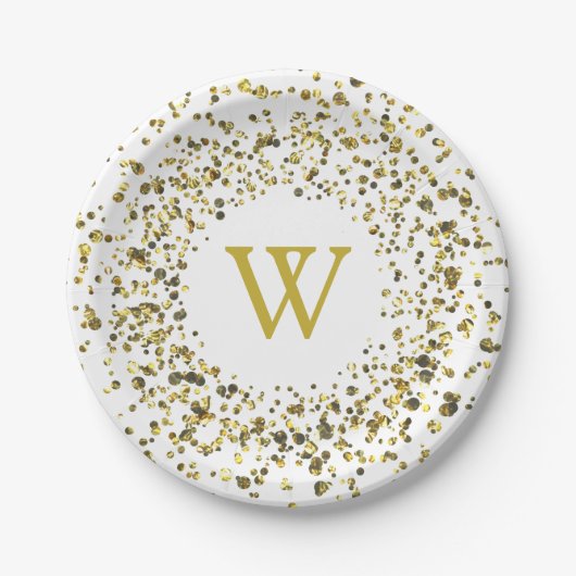 Goud Stof Monogram Papieren Bordje (Voorkant)