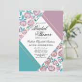 Goud Stof Roze Bloemen Aquarel Bruids Shower Kaart (Staand voorkant)