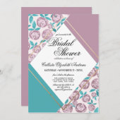 Goud Stof Roze Bloemen Aquarel Bruids Shower Kaart (Voorkant / Achterkant)