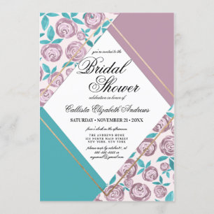 Goud Stof Roze Bloemen Aquarel Bruids Shower Kaart