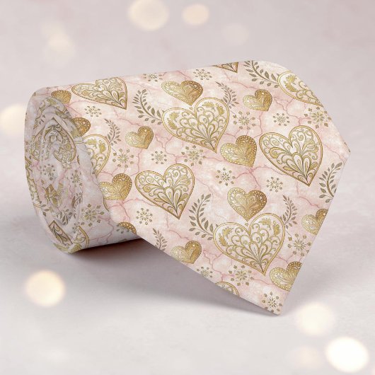Goud & Stof Roze Elegante Hart Custom Heren Das