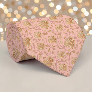 Goud & Stof Roze Elegante Hart Custom Necktie Stropdas