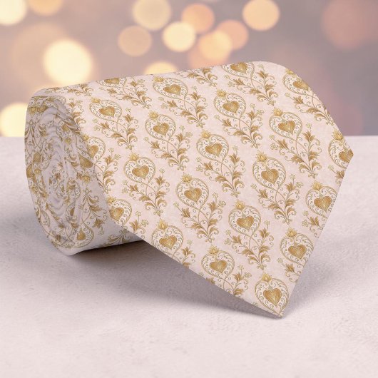 Goud & Stof Roze Elegante Hart Custom Necktie Stropdas