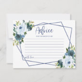 Goud Stoffig Blauw Bloemen Vrijgezellenfeest Advie Kaart (Voorkant)