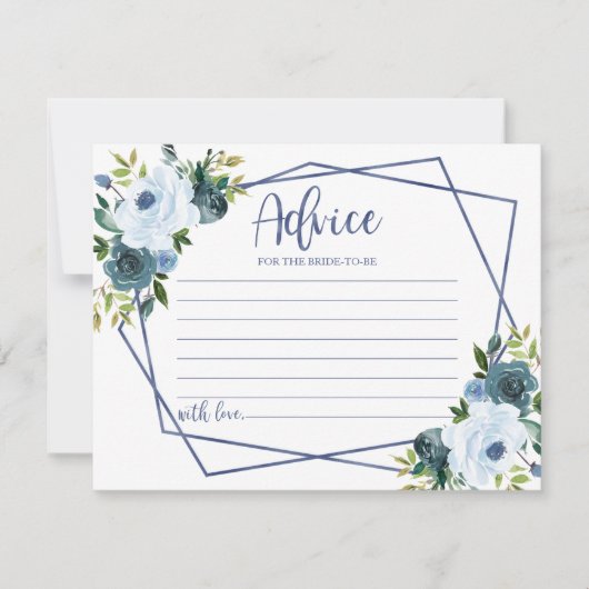 Goud Stoffig Blauw Bloemen Vrijgezellenfeest Advie Kaart (Voorkant)