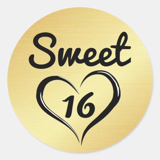 Goud Sweet 16 Envelope Seal met Hart Ronde Sticker (Voorkant)