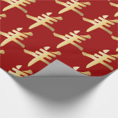 Goud Symbool Chinese schapenvlees Ram Deep Red Cadeaupapier (Hoek)