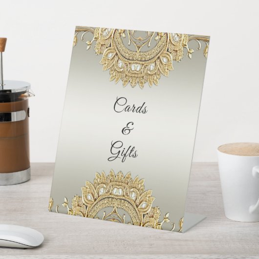 Goud  tafelblad Tekens Reclamebord Met Voetstuk (Insitu)