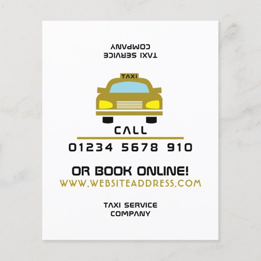 Goud Taxi Cab-logo met prijslijst Flyer (Voorkant)