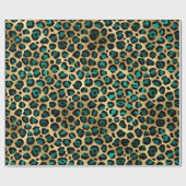 Goud & Teal Glam Luipaardprint Cadeaupapier (Vlak)