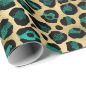 Goud & Teal Glam Luipaardprint Cadeaupapier (Rol Hoek)