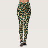 Goud & Teal Glam Luipaardprint Leggings (Achterkant)