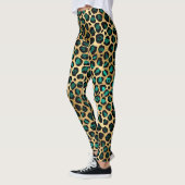 Goud & Teal Glam Luipaardprint Leggings (Links)