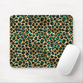 Goud & Teal Glam Luipaardprint Muismat (Met muis)