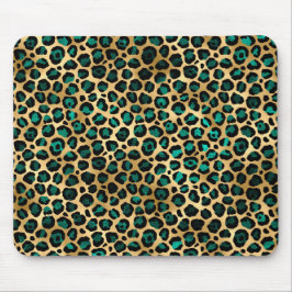 Goud & Teal Glam Luipaardprint Muismat