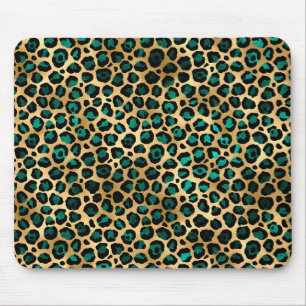 Goud & Teal Glam Luipaardprint Muismat