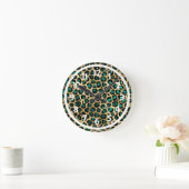 Goud & Teal Glam Luipaardprint Ronde Klok (Huis)