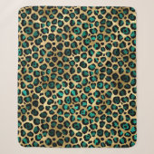 Goud & Teal Glam Luipaardprint Sherpa Deken (Voorkant)
