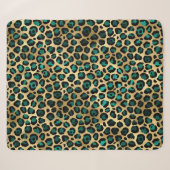 Goud & Teal Glam Luipaardprint Sherpa Deken (Voorkant (horizontaal))