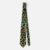 Goud & Teal Glam Luipaardprint Stropdas (Voorkant)
