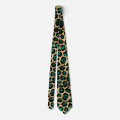 Goud & Teal Glam Luipaardprint Stropdas (Achterkant)