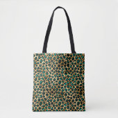 Goud & Teal Glam Luipaardprint Tote Bag (Voorkant)