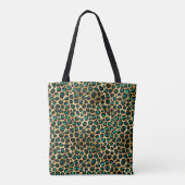 Goud & Teal Glam Luipaardprint Tote Bag (Achterkant)