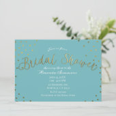 Goud & Teal Turquoise Moderne Glam Bruiloftsshower Kaart (Staand voorkant)