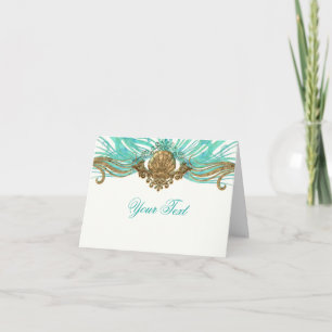Goud & Teal Zee Schelp Glam Strand Bedankt Vouw
