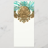 Goud & Teal Zee Schelp Glam Strand Elegante Menu K (Achterkant)