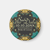 Goud Teal Zwart Funky Tribal Save the Date Magneet (Voorkant)