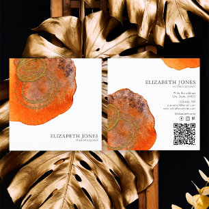 Goud Terracotta Waterverf Interieurontwerper Vierkante Visitekaartje