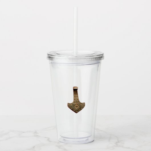 Goud Thor Hammer acryltumbler Acryl Drinkbeker (Voorkant)