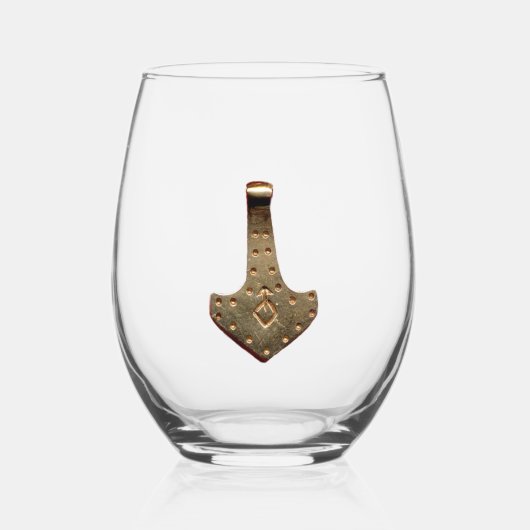 Goud Thor Hammer wijnglas Zonder Voet (Voorkant)